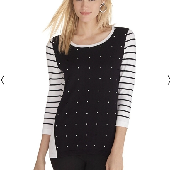 White House Black Market  Polka Dots Sweater Small - Picture 1 of 7
